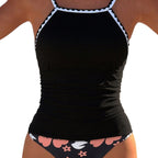 Damen Tankini mit modernem Rüschensaum und floralem Design R&B