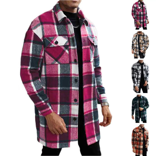 Herren nan kariertes Longline-Überhemd mit aufgesetzten Brusttaschen und Knopfleiste R&B