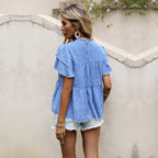 Damen Bluse mit Rüschendetails und floralem Muster R&B
