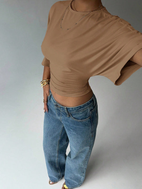 Damen Kurzärmliges Crop-Top R&B