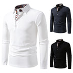 Herren Langarm Poloshirt mit außergewöhnlichem Kragen-Design R&B