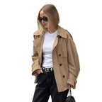 Damen Übergröße Trenchcoatjacke mit doppelter Knopfleiste und lässigem Schnitt R&B