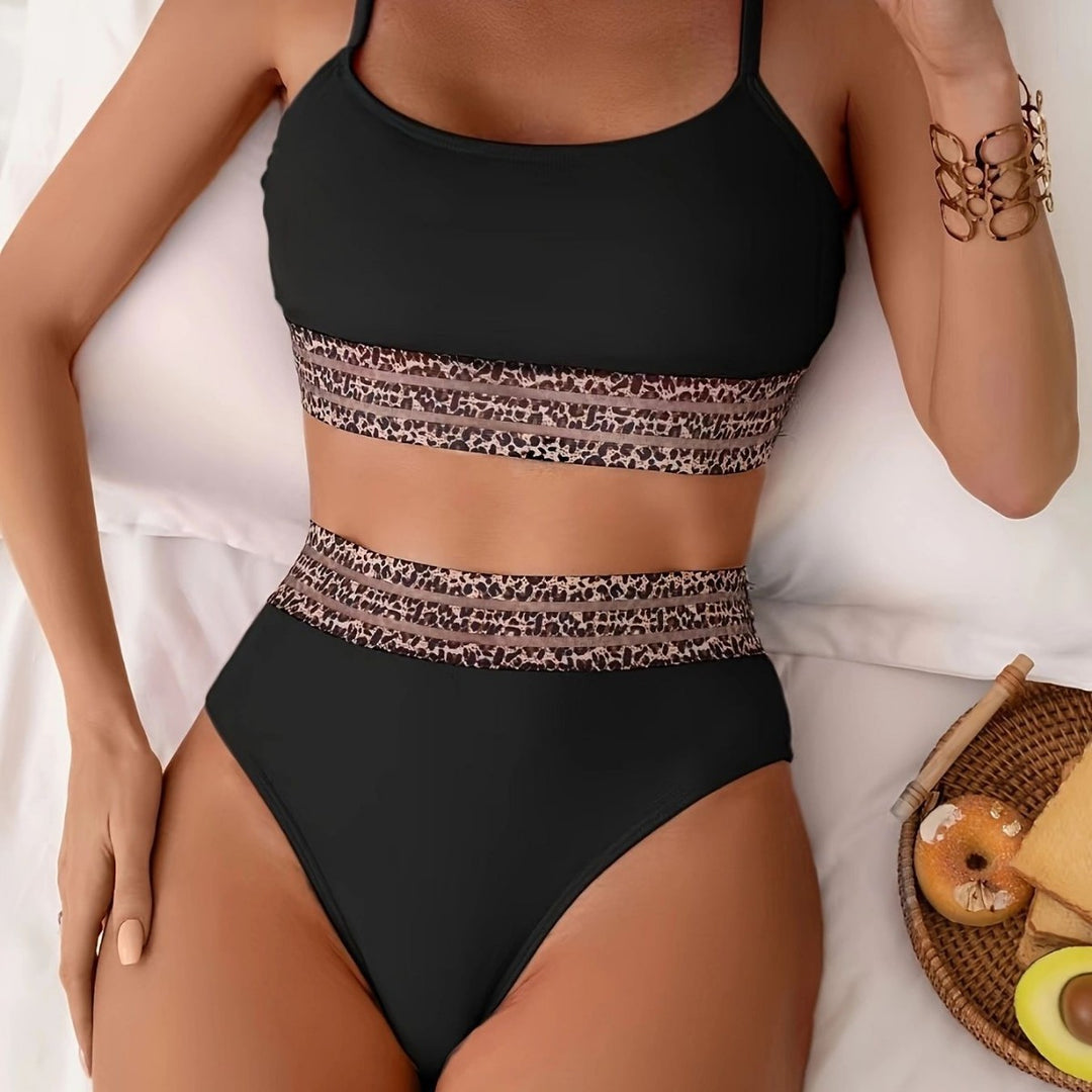Damen Bikini-Set mit modischem Crop-Top und hoch taillierten Shorts R&B