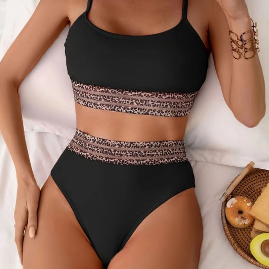 Damen Bikini-Set mit modischem Crop-Top und hoch taillierten Shorts R&B