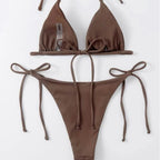 Damen Triangel-Bikini mit seitlichem Knoten und verstellbaren Trägern R&B