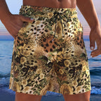 Herren Badeshorts mit animalischem Muster und elastischem Bund