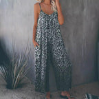 Damen Lockere Jumpsuit mit Animal-Print und praktischen Taschen R&B