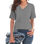 Damen V-Ausschnitt T-Shirt mit lockerer Passform R&B