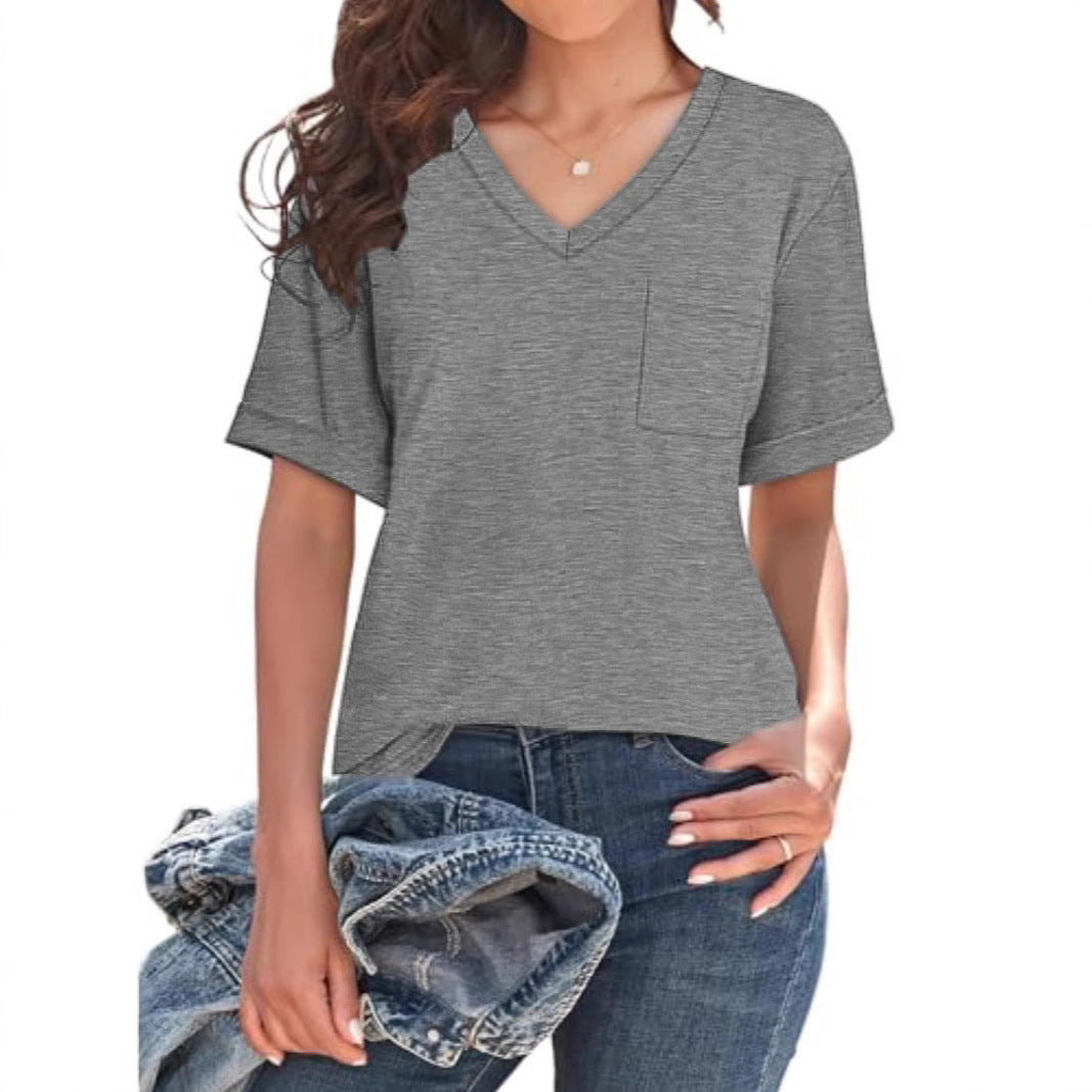 Damen V-Ausschnitt T-Shirt mit lockerer Passform R&B