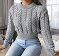 Damen Strickpullover mit Zopfmuster R&B