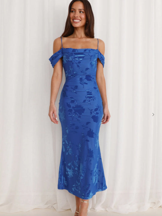 Damen Etuikleid mit romantischen Schulterträgern und floralem Design R&B