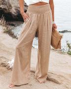 Damen Weit geschnittene Sommerhose mit elastischem Bund und Zusammenzieh-Details R&B