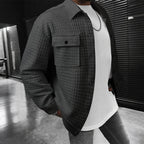 Herren nan gesteppte Overshirtjacke mit quadratischer Steppstruktur und aufgesetzten Brusttaschen R&B