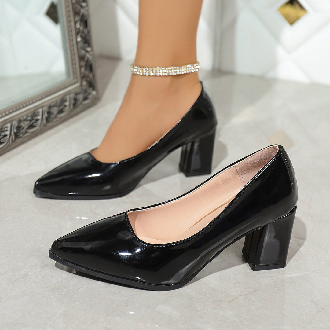 Damen elegante High Heel Pumps mit glänzendem Finish R&B