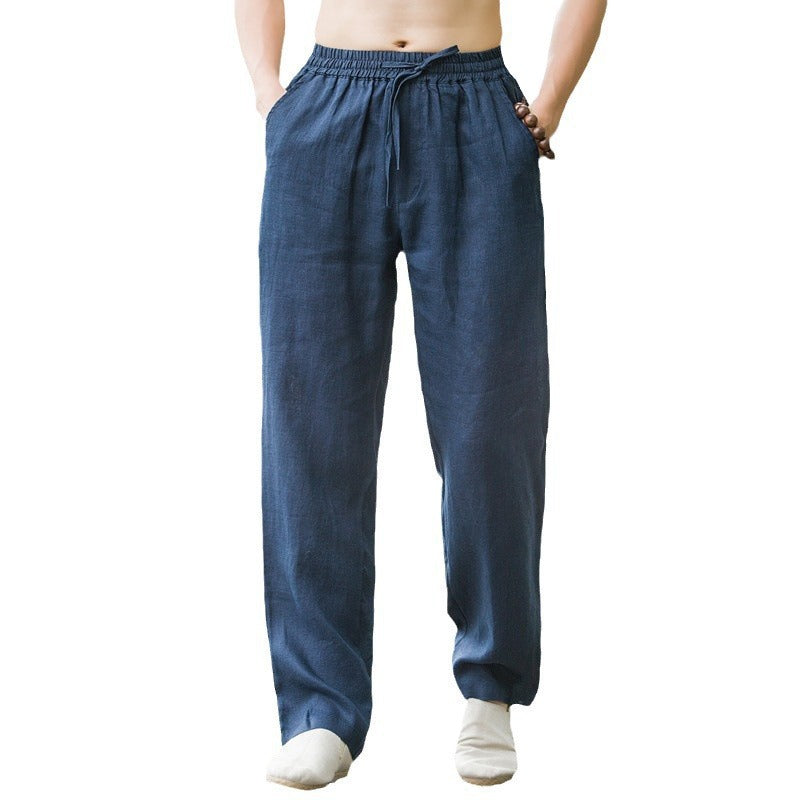 Herren lässige Leinenhose mit elastischem Bund und praktischen Seitentaschen R&B