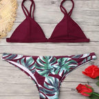 Damen Triangel-Bikini mit trendy Blattmuster R&B