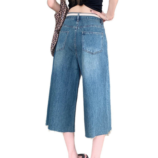 Damen Weite Denim-Hosen mit Rissdetails R&B