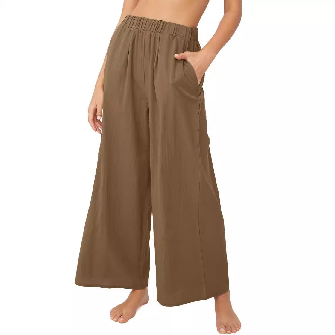 Damen Weite Palazzo-Hose mit elastischem Bund und seitlichen Taschen R&B