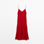 Damen Maxikleid mit raffinierten Falten und zarten Spaghettiträgern