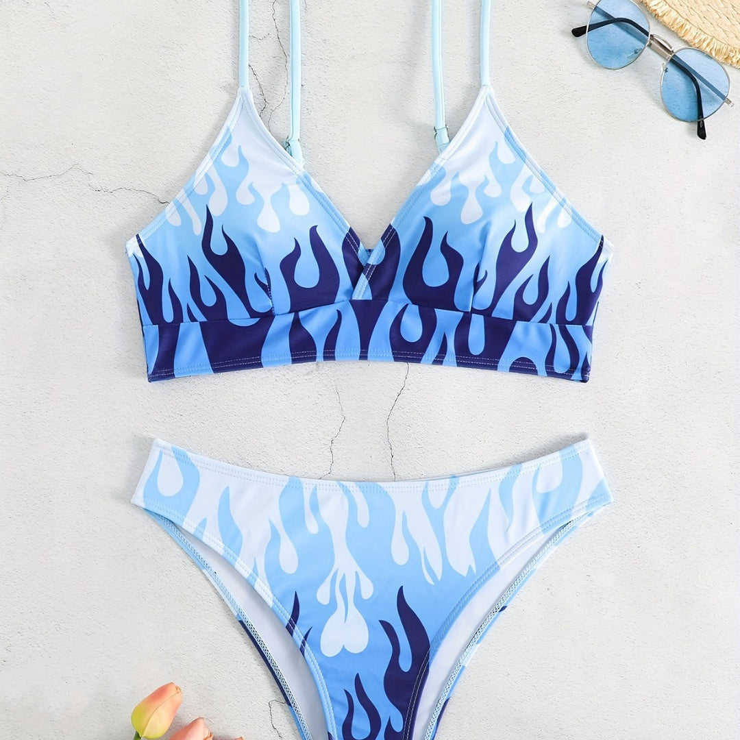 Damen Triangel-Bikini mit aufregendem Flammenmuster R&B