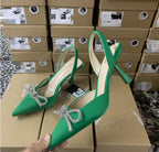 Damen elegante Slingback-Pumps mit glitzernden Schleifen-Details R&B