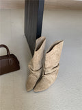Damen modische Stiefel mit gerafftem Schaft und spitzem Absatz R&B