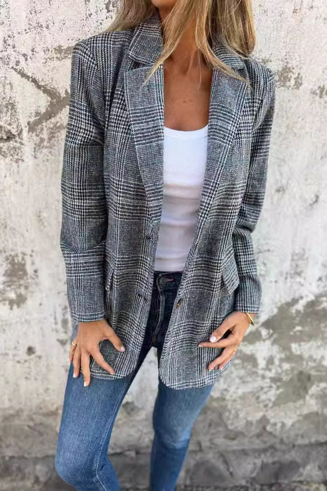 R&B | Lange Hahnentritt Wollanzugjacke
