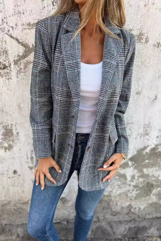 R&B | Lange Hahnentritt Wollanzugjacke