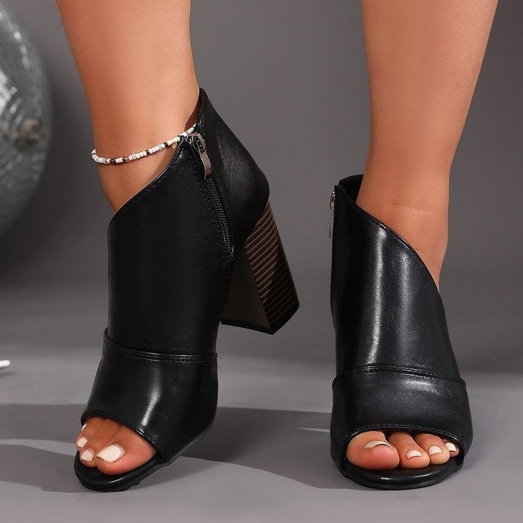 Damen Sandaletten mit peep-toe Design und modischem Reißverschluss R&B