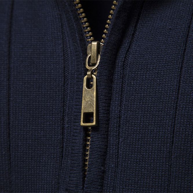 Herren Pullover mit eleganter Rippstruktur und halbem Reißverschluss