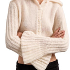 Damen Strickjacke mit weiten Ärmeln und strukturiertem Muster R&B