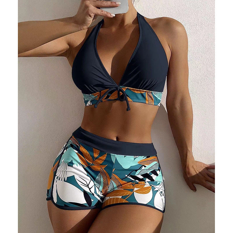 Damen Bikini-Set mit modischem Neckholder-Design und sportlichem High-Waist-Schnitt R&B