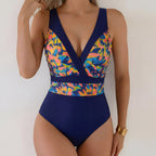 Damen Hochwertiger Einteiler Badeanzug mit floralem Wickeldesign R&B