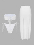 Damen Bikini-Set mit elegantem Bandeau-Oberteil und verspieltem Maxirock R&B