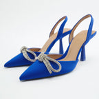 Damen Slingback Pumps mit funkelndem Schleifenakzent und elegantem Absatz R&B