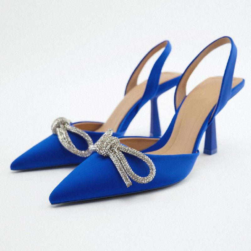 Damen Slingback Pumps mit funkelndem Schleifenakzent und elegantem Absatz R&B
