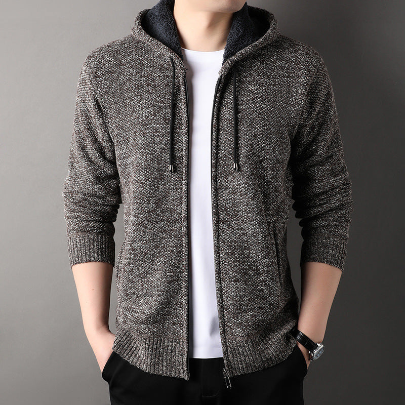 Herren modische Strickjacke mit Kapuze und weich gefüttertem Innenfutter R&B