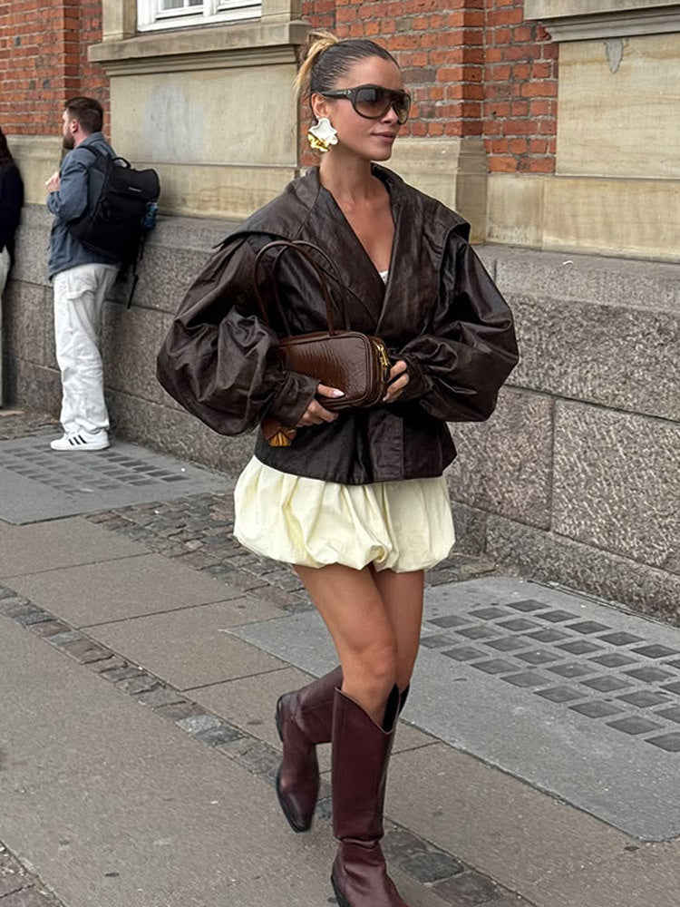 Damen Elegante jacke mit voluminösen Puffärmeln R&B