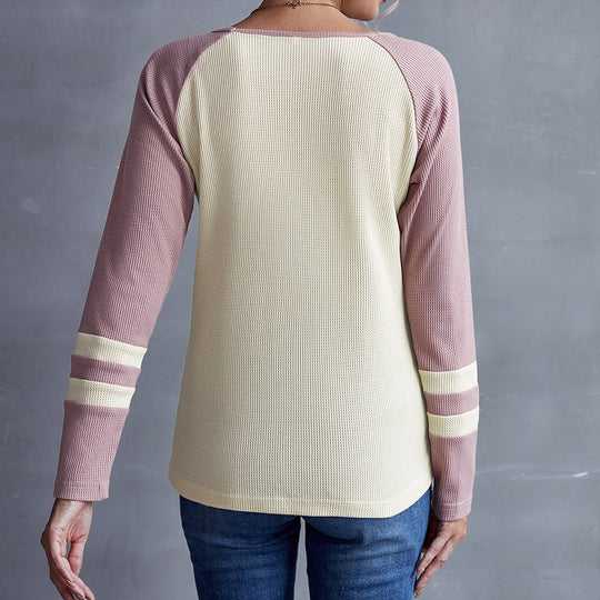 Damen lässiges Langarmshirt mit Criss-Cross-Ausschnitt R&B