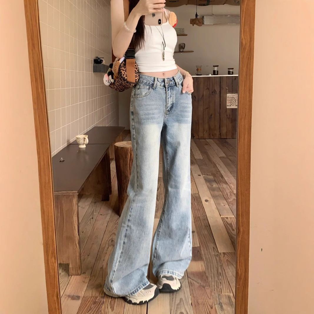 Damen weite Schlagjeans im Vintage-Style mit modischen Details R&B