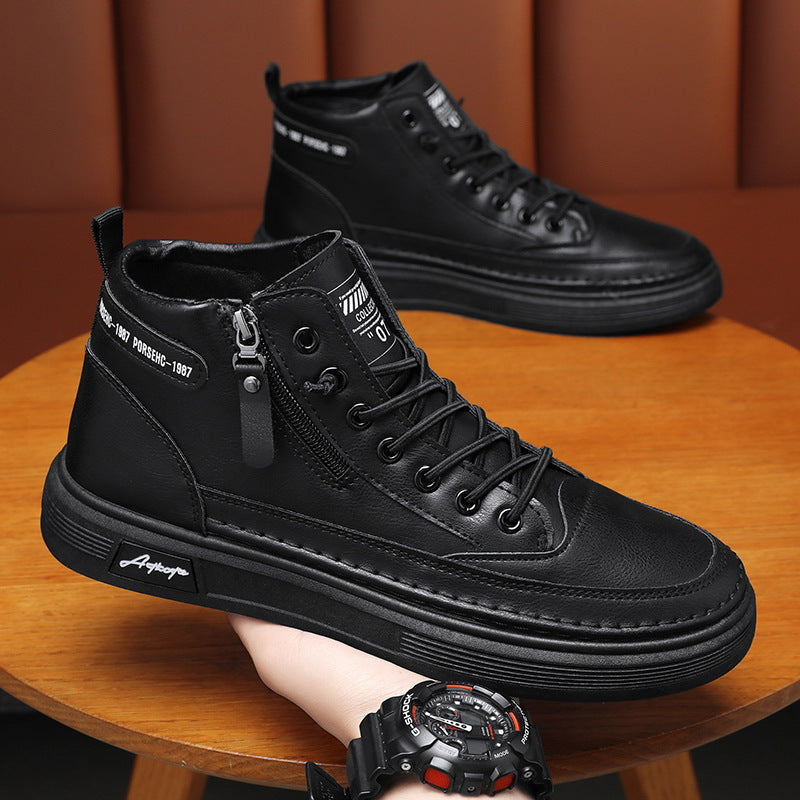 Damen Hochformat Sneakers mit robustem Leder und praktischer Reißverschlussöffnung R&B