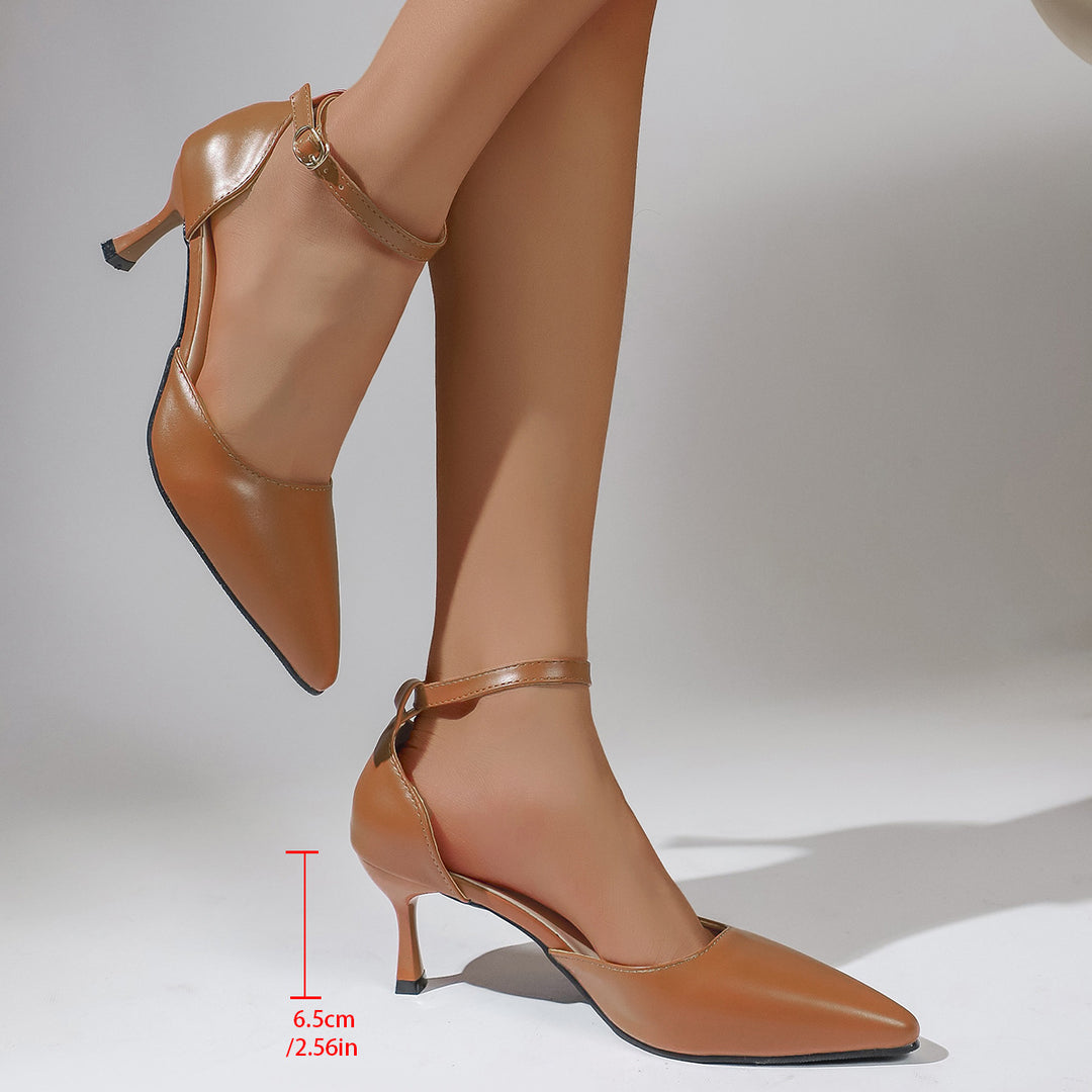 Damen elegante Slingback-Pumps mit schmalem Absatz und modischem Knöchelriemen R&B