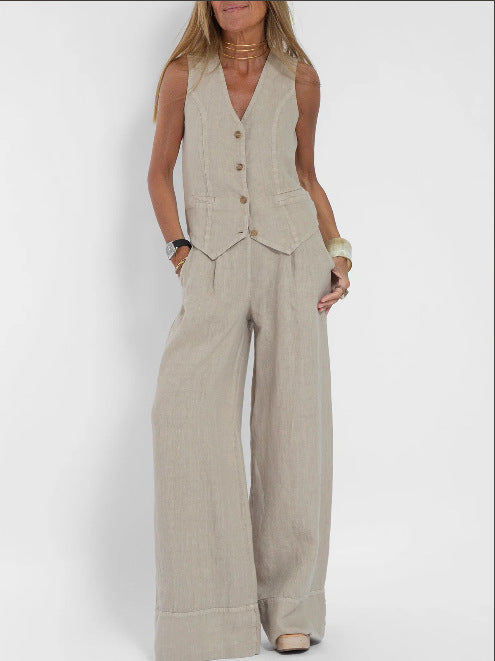 Damen Anzug mit weit geschnittenen Hosen und eleganter Weste R&B