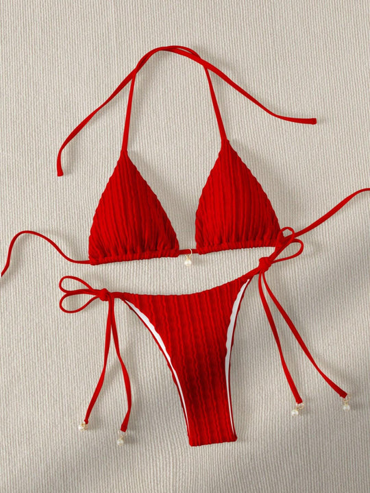 Damen Triangle-Bikini mit strukturiertem Design und verstellbaren Trägern R&B