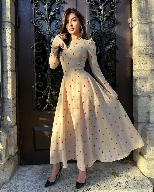 Damen Elegantes Maxikleid mit Geschlitz und langärmligem Design R&B
