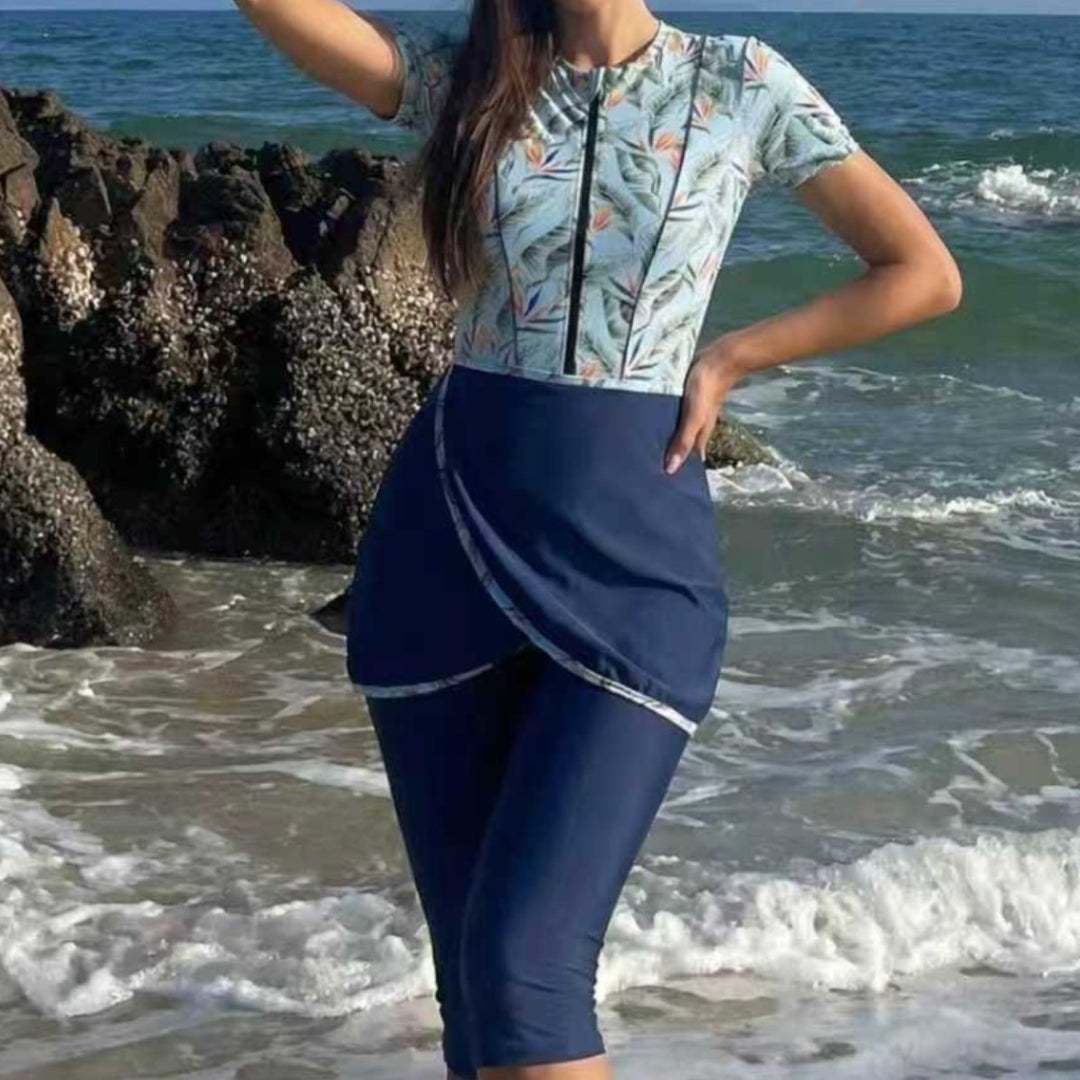 Damen Modischer UV-Schutz-Schwimmanzug mit asymmetrischem Schnitt R&B