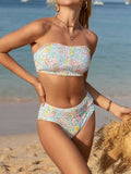 Damen Bandeau-Bikini mit floralen Details R&B