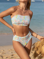 Damen Bandeau-Bikini mit floralen Details R&B
