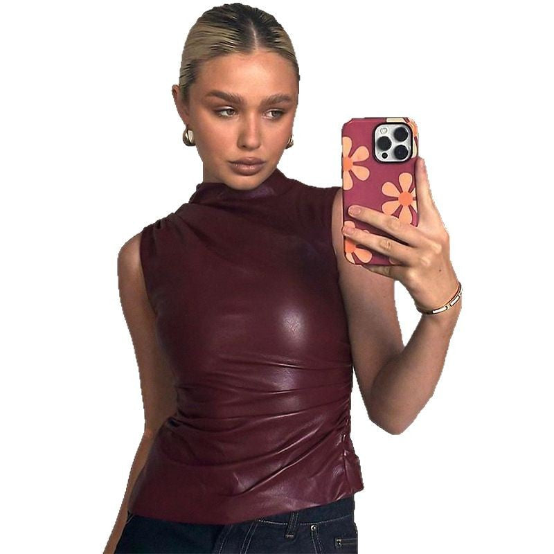 Damen Elegantes Oberteil aus hochwertigem imitat mit asymmetrischem Schnitt R&B