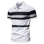 Herren Poloshirt mit klassischen Streifen und atmungsaktiver Baumwolle